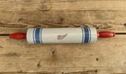 Red Wing Pottery Rolling Pin White Blue Striped Pattern Red Handles With Handle