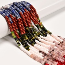 08 Multi-color Gemstone Smooth Rondelle Beads Size 2x4mm 15" Strand