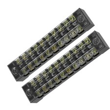 2 Pcs 600V 15A Terminal Strip Block 10 Positions Dual Rows DIN Rail Base