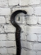 Bastón tribal africano cabeza cobra rey 90 cm tallado a mano madera oscura