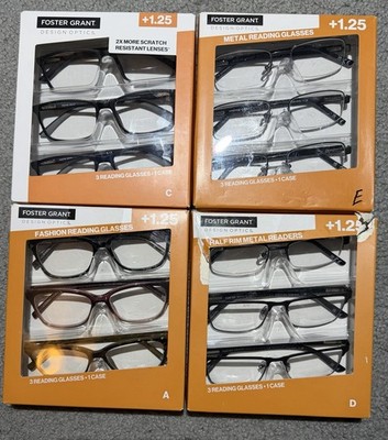 New Design Optics by Foster Grant Dax Plastic Rectangle Reading Glasses 3-pack