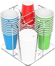 Coffee Cup Holder for Countertop - 4 Compartments Clear Rotating Disposable Cup