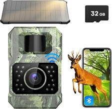 Solar Trail Camera 48MP 30FPS, WiFi Bluetooth Game Camera With Motion Activated
