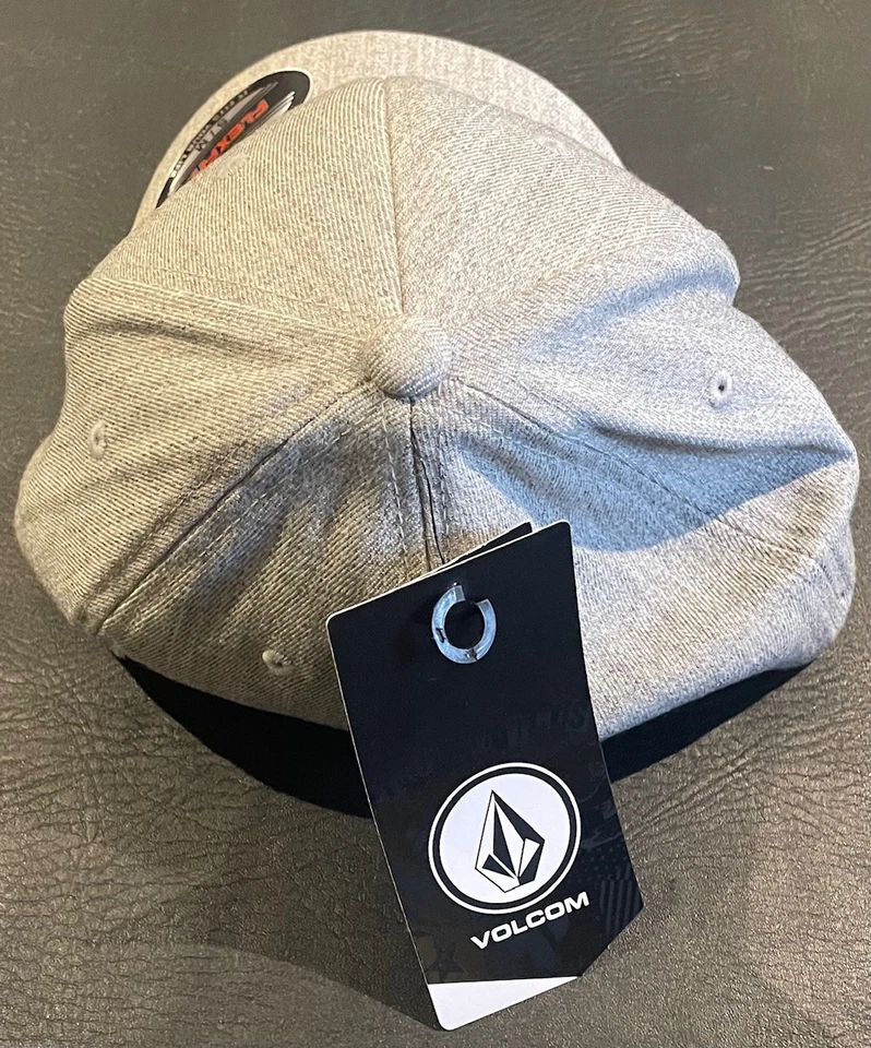 Volcom Stone Fitted Hat Gray S/M Embroidered Solid 6 Panel Vent Holes NEW - Image 2 of 3