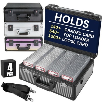 Aluminum Alloy Graded Card Storage Box with Lock - Holds 140+ Trading Cards, Fit