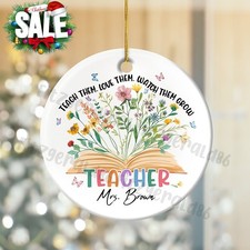 Teacher Christmas Ornament, Personalized Teacher Ceramic Ornament, Teacher Ap...