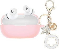 Case Cover Compatible with Beats Solo Buds Earbuds, Soft Silicone Pink