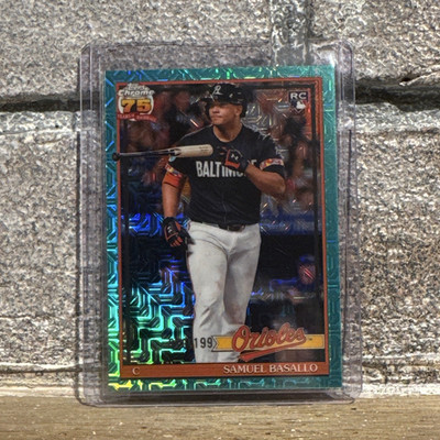 Topps 2026 Series 1 1991 Chrome Silver Pack Mojo Basallo Aqua /199 #91C-30 RC