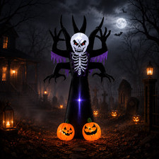 8Ft Halloween Inflatable Skeleton Tree LED Spooky Scary Blow-Up Yard Grim Reaper