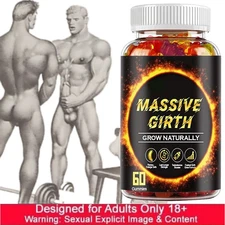 #1 BEST-MALE ENLARGER THICKER LONGER BIGGER 4" GROWTH ENLARGEMENT 60 GUMMIES