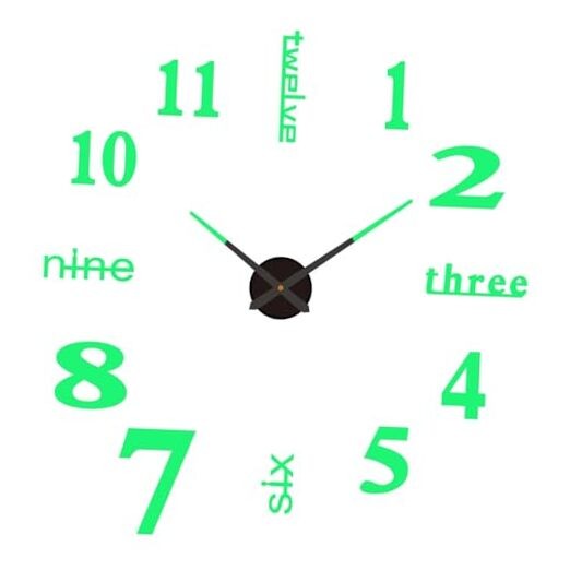 DIY Wall Clock Silent Frameless 3D Wall Clocks Battery Operated Large Luminous