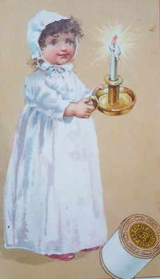 J. & P. Coats' Baumwollfaden Original Sammelkarte um 1890 bezauberndes Kerzenbild