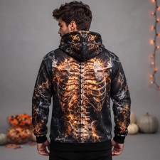 3D Hoodie Skeleton Halloween Glowing Skull Spooky Horror Pullover