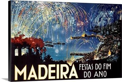 Madeira Festas Do Fim Do Ano Vintage/Antique Canvas Wall Art Print 60x40"