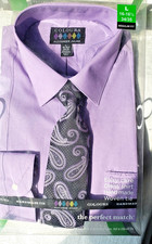 Men's Dress Shirts With Matching Tie Set Cotton-Blend Shirt Set