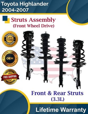 OE Front & Rear Struts for 2004-2007 Toyota Highlander 2WD Lifetime Warranty