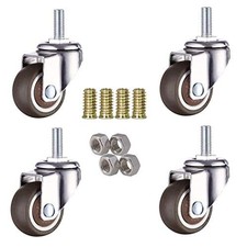 4-Pack 1 Inch Small Tiny Shopping Cart Wheel Swivel Caster Wheels Soft Brown
