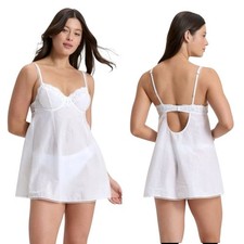 Auden Babydoll Dress Woven White Cotton Lace Lingerie Womens Small New With Tag