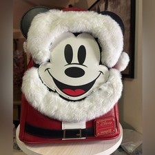 Loungefly Mickey Mouse Santa Backpack - Red and White NWT