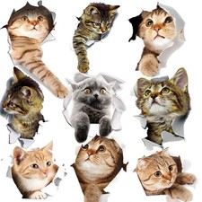 3D Cat Wall Sticker 9 PCS Pet Stickers for Kids Wall Decals Living Room Baby ...