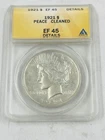 1921 Peace Dollar Coin ANACS EF 45 Cleaned