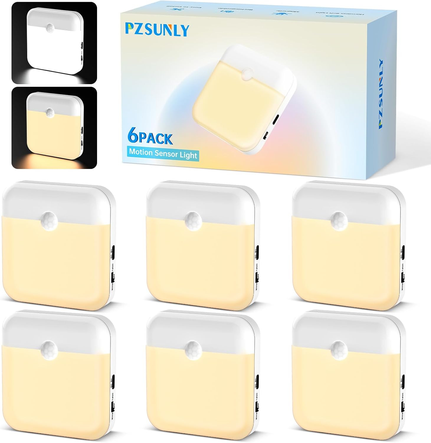 Luce Notturna Design Minimal Sensore Movimento 6 Pezzi - Wireless