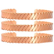 3 Pc Pure Copper Bracelet Arthritis Pain Therapy Energy Cuff Bangle Men  Women
