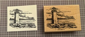 Nova Scotia Lighthouse Rubber Stamp Clouds Nature Scene Shore Rocks Stampin' Up!