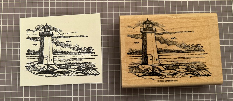 Nova Scotia Lighthouse Rubber Stamp Clouds Nature Scene Shore Rocks Stampin' Up!