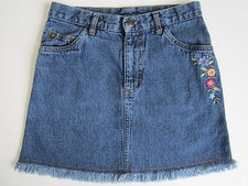 GIRL's Denim Skirt 8yrs Childs Fringed Floral Blue Jeans Leggings Topper Skirt