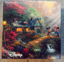 Disney Mickey  Minnie Sweetheart Bridge Thomas Kinkade 750 pc Puzzle- Complete