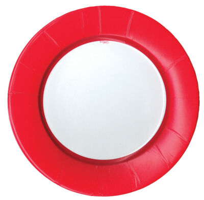 Rote Leinen Bordüre Salat - Caspari quadratische Papp Partyteller 20,5 cm 8er Pack