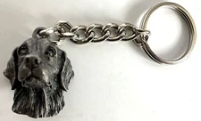 NEW PEWTER GOLDEN RETRIEVER DOG HEAD KEYCHAIN SILVER METAL