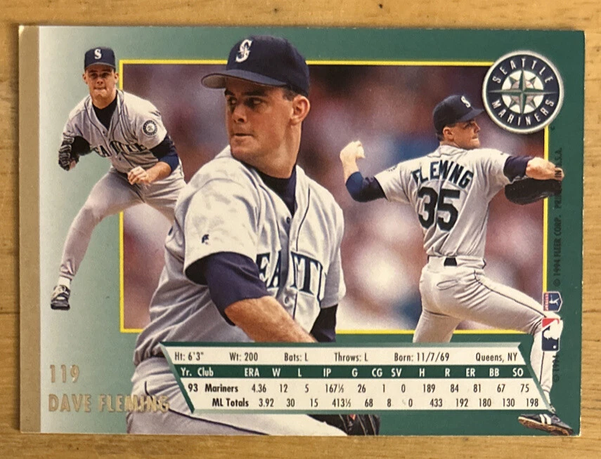 1994 Fleer Ultra Dave Fleming Card #119 Mariners Pitcher Worn Edges & Corners - Image 2 of 2