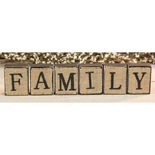 New Primitive Country Farmhouse Black BURLAP PAINTED WOOD BLOCKS Word Shelf Sign