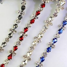0.9m Kristall Borte Glitzer Glas Strass Kette Kante für Schuhe Dekor DIY