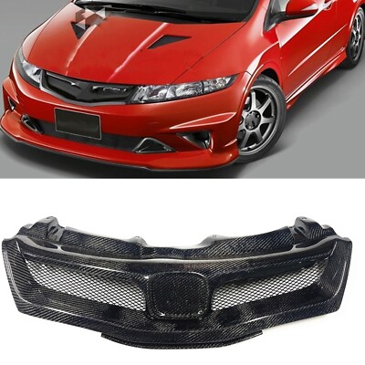 Kohlefaser Schwarz Frontstoßstange Grill Für 2006 2012 Honda Civic Type-R FN2