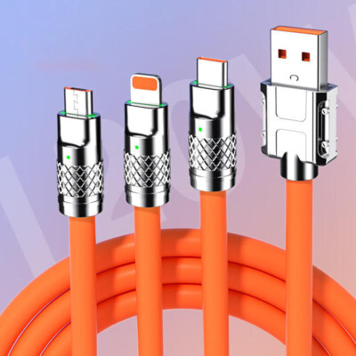 180CM/6FT 3-in-1 Bold Fast Charging Cable Universal Cell Phone USB Charger Cord