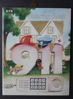 GTE General Telephone & Electric Fire Prevention 911 Coloring Book Vintage ++