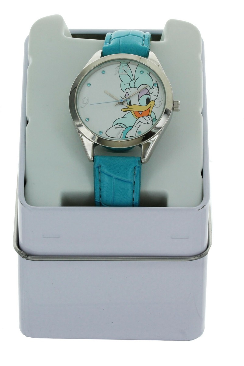 Disney Daisy Duck Watch in Mint Green and Silver Disney Daisy Duck Watch Genuine Leather Teal Green Strap Nib  main image 3