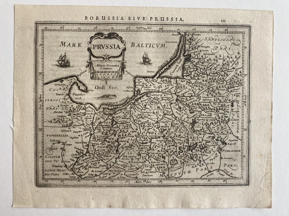 ANTIQUE MAP of Poland  "Borussia Sive Prussia"  by Mercator,  c. 1628 - Image 2 of 3