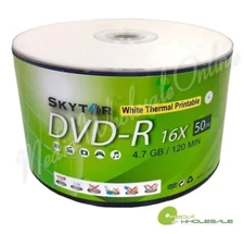 100 SKYTOR Blank DVD-R  DVDR 16x 4.7GB 120min White Top Thermal Printable NoLogo