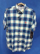 U.S. Polo Assn. Woven S/S Shirt Size 2XL Blue Raft, Collared, Stretch NWT
