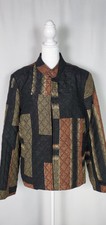 Womens Jacket Large Patchwork Art To Wear Satin Quilted Blazer Long Sleeve