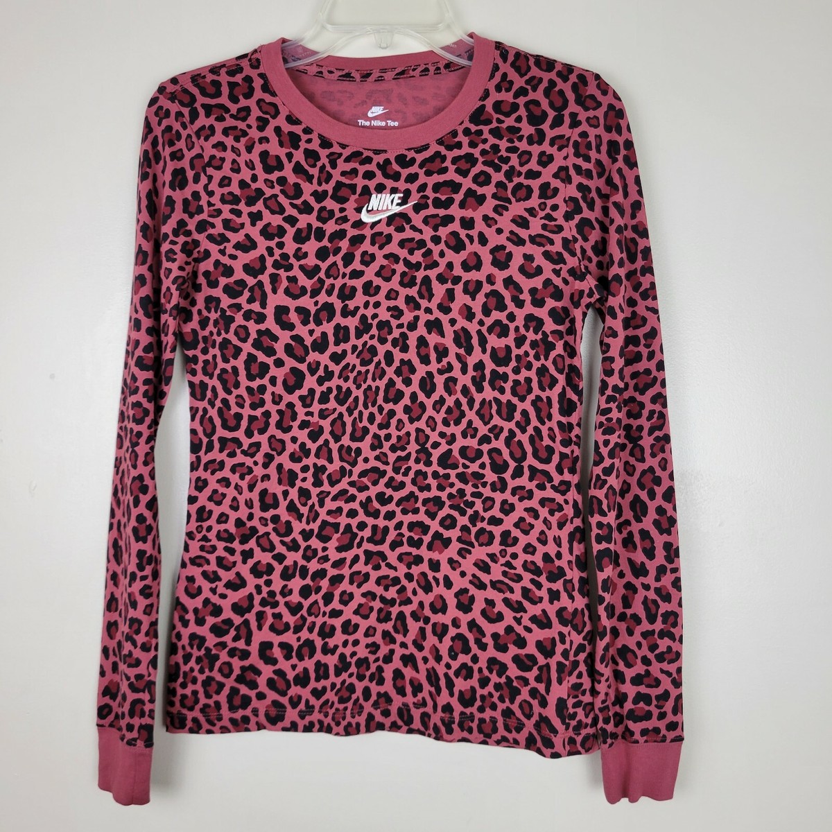 Nike XS Sportwear Pink Cheetah Printed Long Sleeve Tshirt