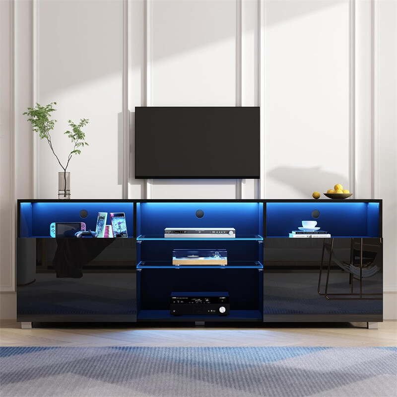 47"/57"/65" Modern LED High Glossy TV Stand, Media Console, 