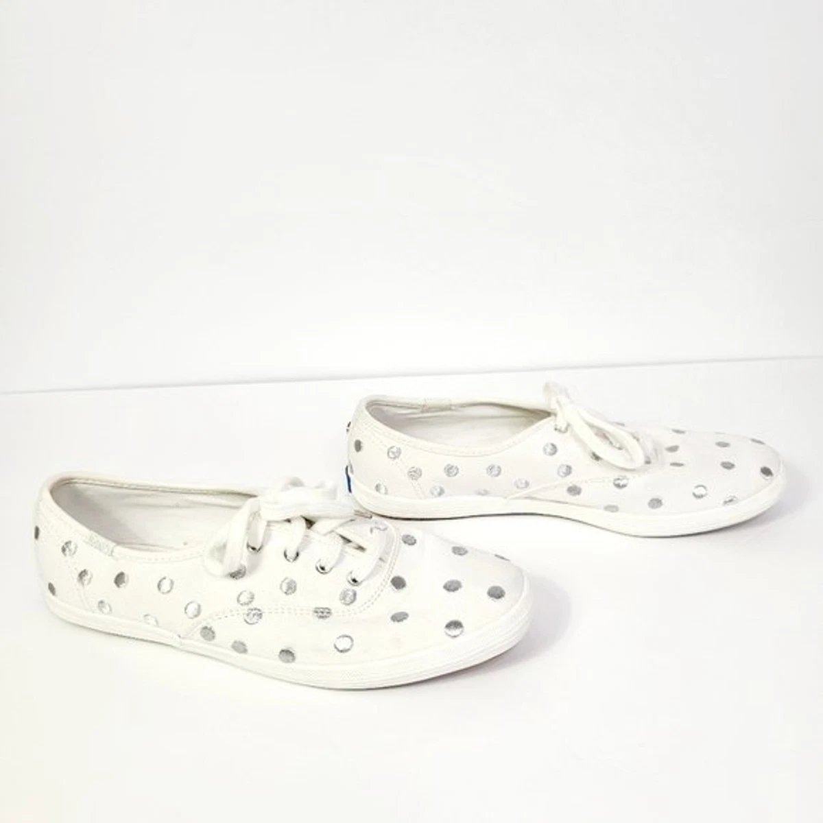 Kate Spade x Keds White with Silver Polka Dots Shoes Size 7.5