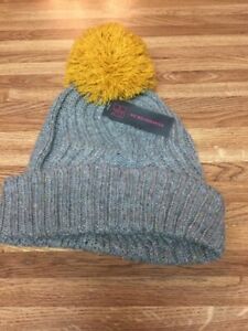 NEW No Boundaries Knit Womens Winter Faux Fur Pom Cuffed Beanie Hat Stocking Cap