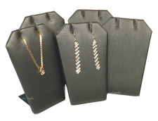6pc Grey Earring Display Grey Faux Leather Jewelry Display Pendant Stand 3 1/4"T