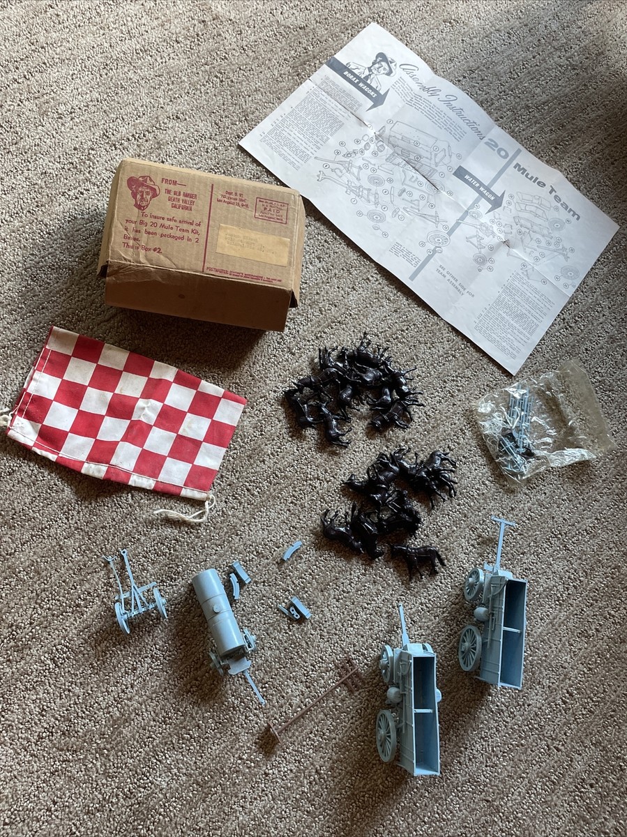 Vtg 20 Mule Team Death Valley Plastic Model Kit & Shipping Box